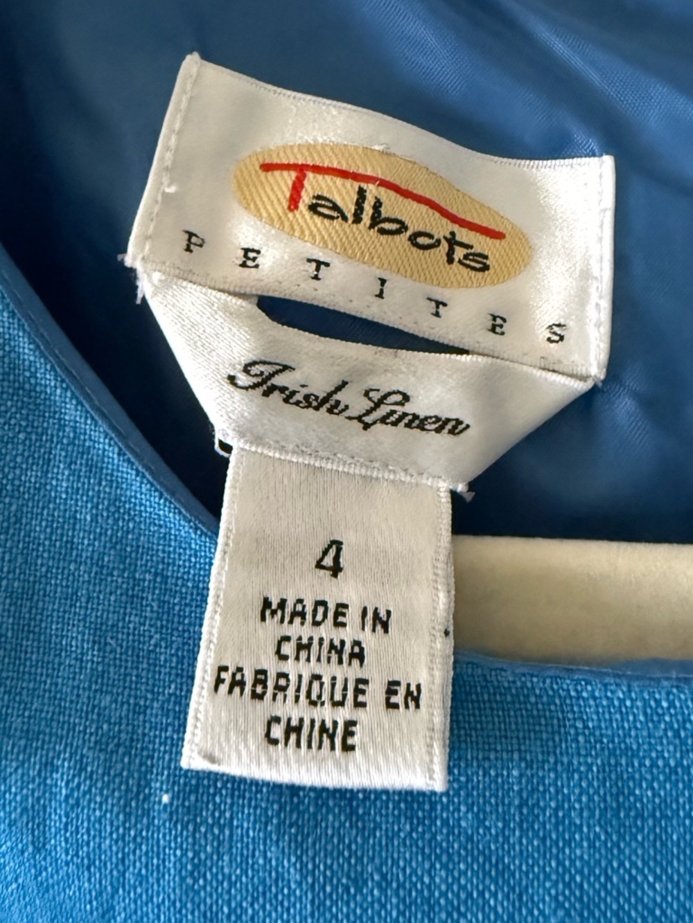 Vintage 90s Talbots Blue Short-Sleeve Midi Dress Side Button Slit Irish Linen - Picture 10 of 11